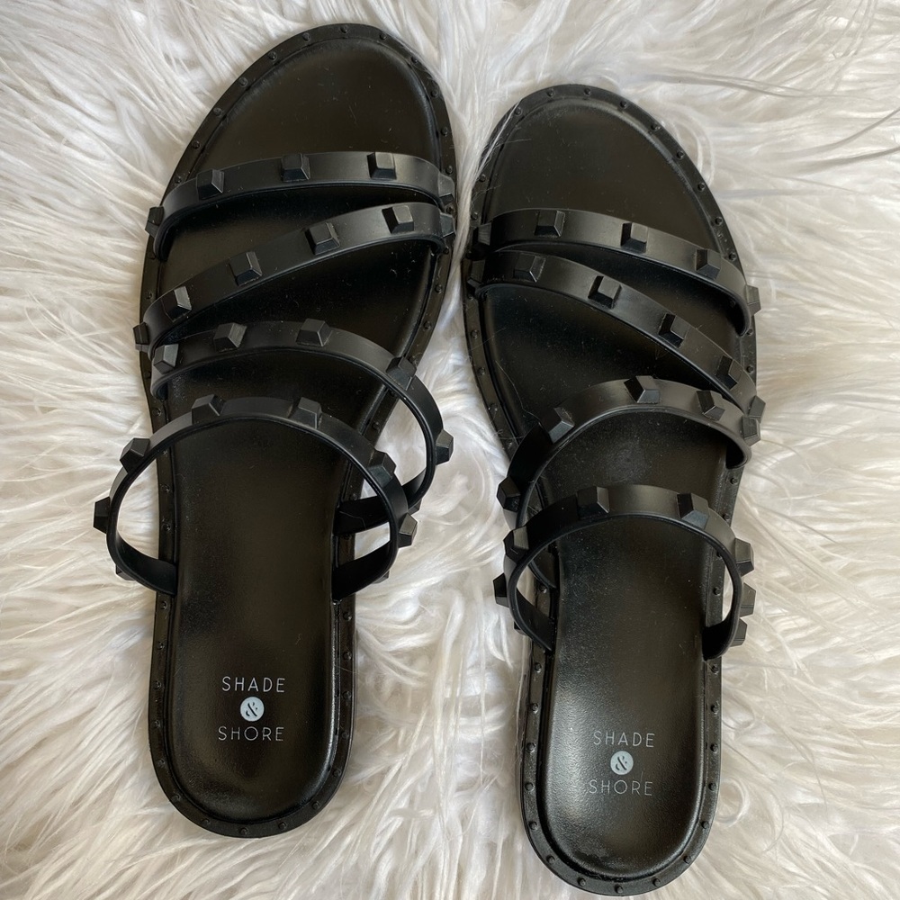 Black Studded Slide-on Sandals